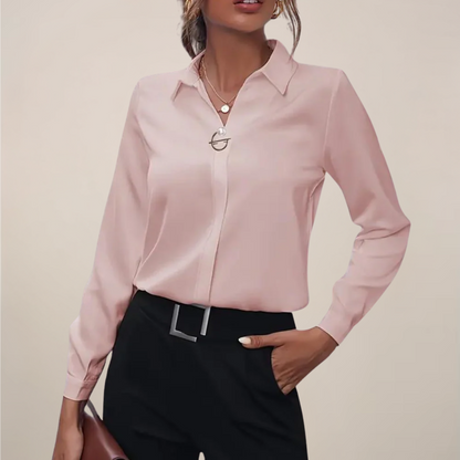 Elegant Women's Blouse | Long Sleeve Tops with Button-Accented Collar | Versatile Style for Office and Evening Wear 4