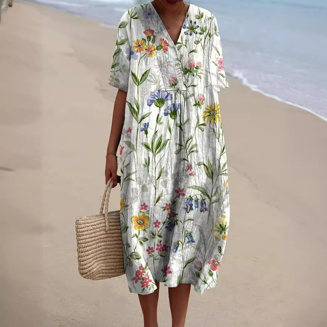 Women's Floral Dress – Colorful Summer Dress with Floral Pattern | Summer Dress with Flowers, Lightweight & Elegant