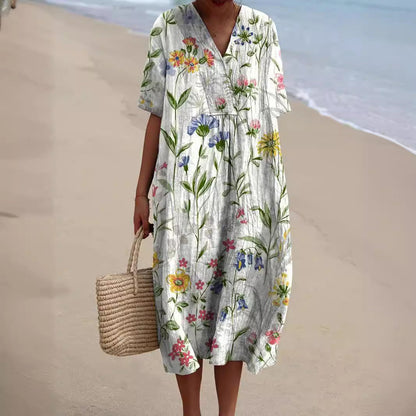 Women's Floral Dress – Colorful Summer Dress with Floral Pattern | Summer Dress with Flowers, Lightweight & Elegant