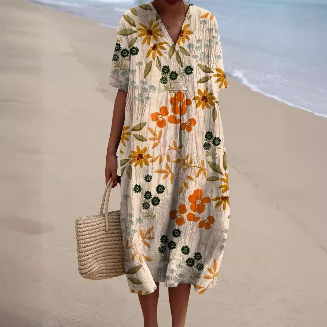 Women's Floral Dress – Colorful Summer Dress with Floral Pattern | Summer Dress with Flowers, Lightweight & Elegant