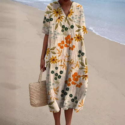 Women's Floral Dress – Colorful Summer Dress with Floral Pattern | Summer Dress with Flowers, Lightweight & Elegant