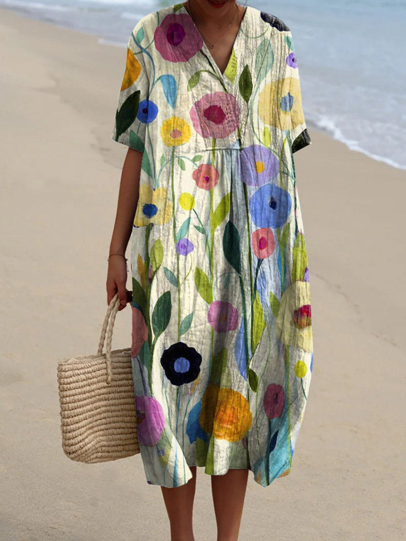 Women's Floral Dress – Colorful Summer Dress with Floral Pattern | Summer Dress with Flowers, Lightweight & Elegant