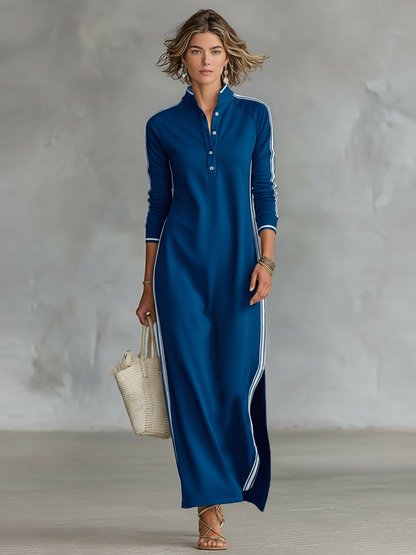 Minimalist Collection | Women's Maxi Dress with Button-Down Collar | Soft Sweatshirt Fabric for Effortless Style 5