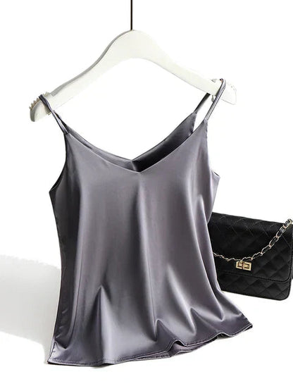 Elegant Satin Women's Top with Adjustable Straps | Minimalist Cami for Versatile Styling 4