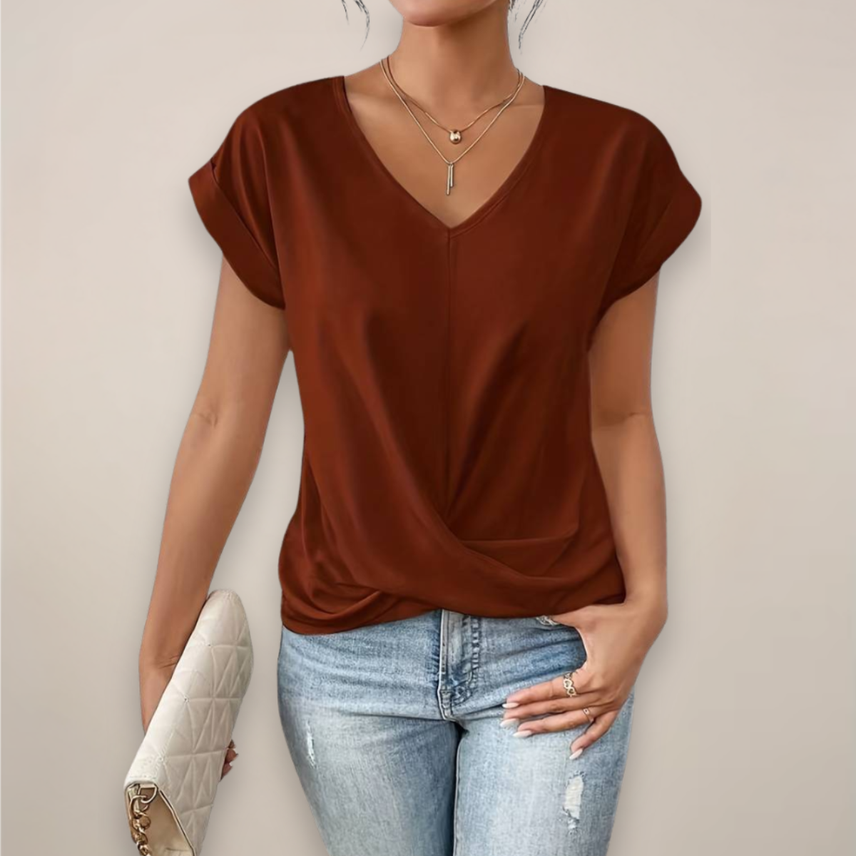 Chic Twist Front | Women's Top with V-Neck Design | Stylish Blouse for Going Out 3