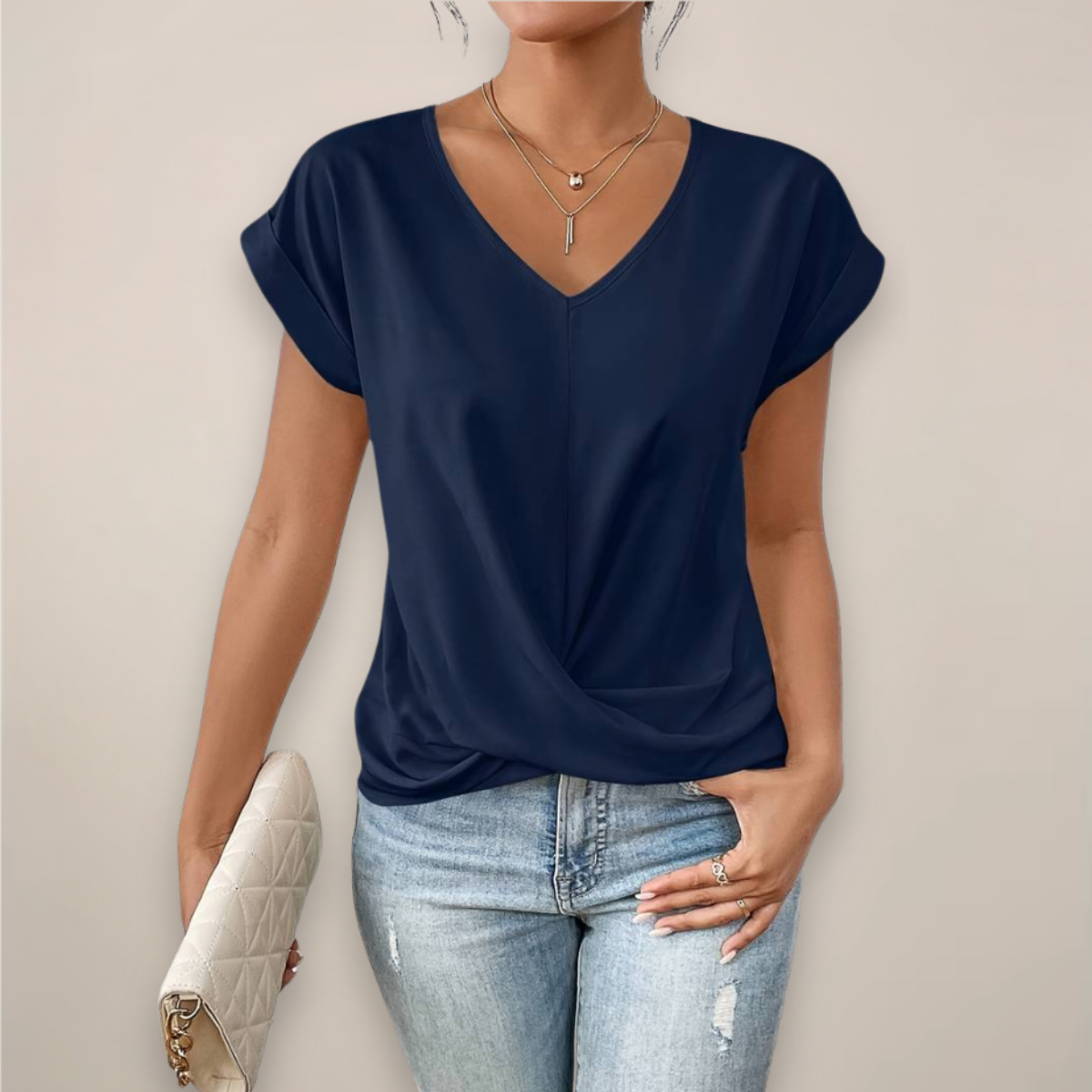 Chic Twist Front | Women's Top with V-Neck Design | Stylish Blouse for Going Out 5