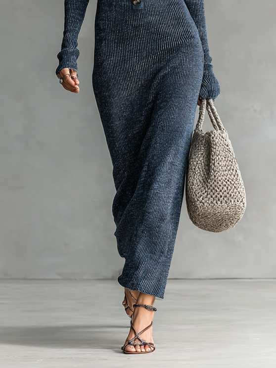 Chic Hooded Maxi Dress | Women's Slim-Fit Knitted Dress with Cozy Hood | Versatile Casual Elegance for All-Day Comfort 3