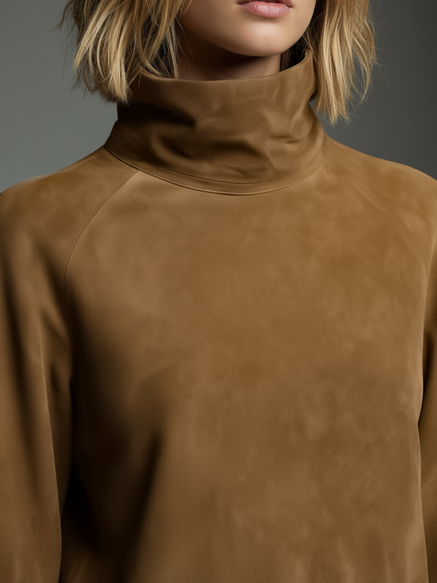 Vintage-Inspired | Women's Dress with Soft Faux Suede Turtleneck | Relaxed Fit for Stylish Fall and Winter Outings 2