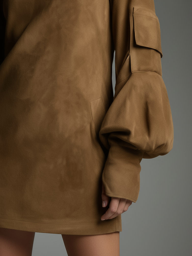 Vintage-Inspired | Women's Dress with Soft Faux Suede Turtleneck | Relaxed Fit for Stylish Fall and Winter Outings 3