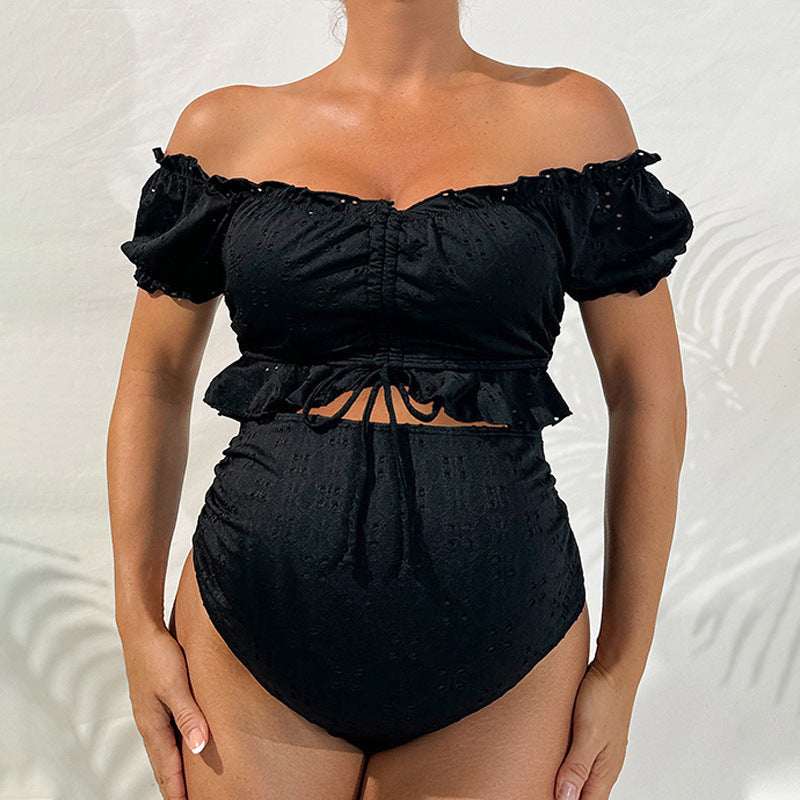 Women's maternity bikini set with fashionable ruffle design
