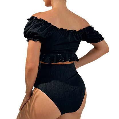 Women's maternity bikini set with fashionable ruffle design